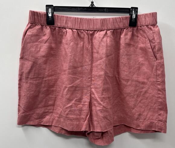 Philosophy Pants - Philosophy 100% Linen Pull On Shorts Womens XL Pink Elastic Waist Casual Summer